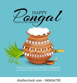 Vector illustration of a Banner For South Indian harvesting festival Happy Pongal celebration.