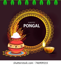 Vector illustration of a Banner For South Indian harvesting festival Happy Pongal celebration