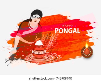 Vector illustration of a Banner For South Indian harvesting festival Happy Pongal celebration