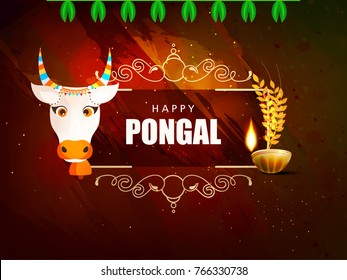 Vector illustration of a Banner For South Indian harvesting festival Happy Pongal celebration