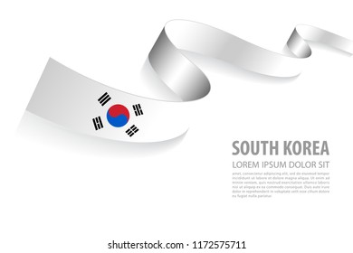Vector Illustration Banner with South Korea Flag colors in a perspective view