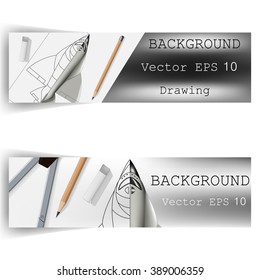 Vector illustration. Banner spacecraft.
