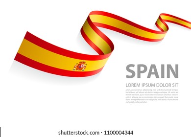 Vector Illustration Banner With Spain Flag Colors In A Perspective View