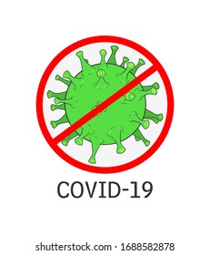 Vector illustration, banner. Stop Virus, coronavirus, covid-19. Green coronavirus on a white background.