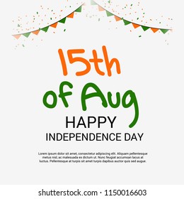 Vector illustration of a Banner with Stylish Text 15th August, National Flag Colors Background for Indian Independence Day Celebration.