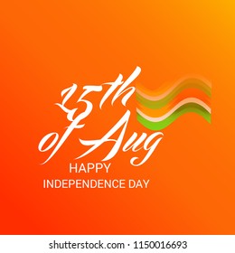 Vector illustration of a Banner with Stylish Text 15th August, National Flag Colors Background for Indian Independence Day Celebration.