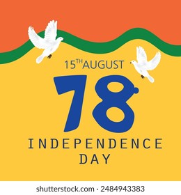 Vector illustration of a Banner with Stylish Text 15th August, National Flag Colors Background for Indian Independence Day Celebration.