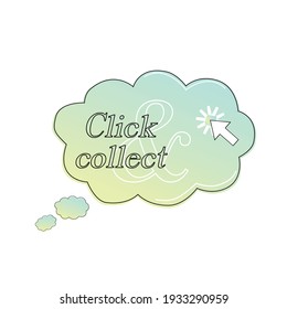 vector illustration banner take out click and collect shop sticker background blue graphic design text card business fast food tag take away 