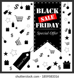 ilustración vectorial del fondo de la plantilla Banner para venta y promoción del viernes negro