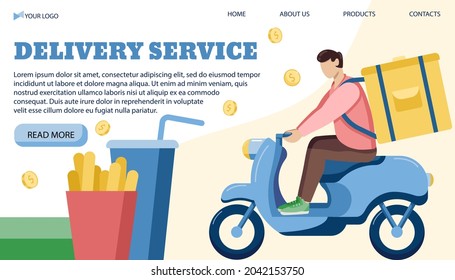Vector illustration banner template for delivery service, in a flat style. Vector illustration