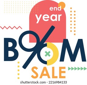 Vector Illustration Banner Template End-year Boom Sale Discount Isolated On White Background