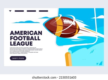 vector illustration of a banner template for a web banner for the american football league, game ball for American football