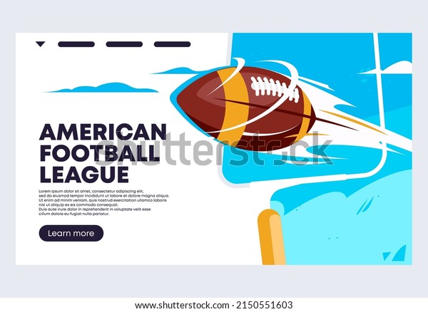 vector\
illustration of a banner template for a web banner for the american\
football league, game ball for American\
football