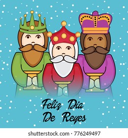 Vector illustration of a Banner for three magic kings with Happy Epiphany written in Spanish.