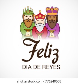 Vector illustration of a Banner for three magic kings with Happy Epiphany written in Spanish.