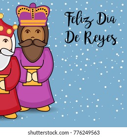 Vector illustration of a Banner for three magic kings with Happy Epiphany written in Spanish.