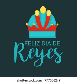 Vector illustration of a Banner for three magic kings with Happy Epiphany written in Spanish.