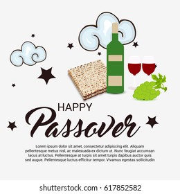 Vector illustration of a Banner for traditional jewish holiday Happy Passover.