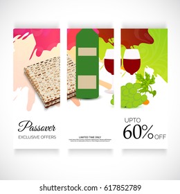 Vector illustration of a Banner for traditional jewish holiday Happy Passover.