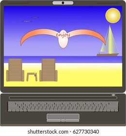vector illustration of a banner trip computer