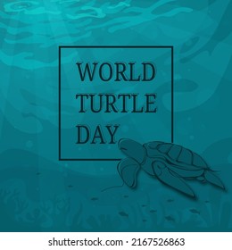 Vector illustration. Illustration for the banner. Turtle Protection Holiday. Ocean Day. Logo...