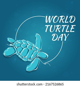 Vector illustration. Illustration for the banner. Turtle Protection Holiday. Ocean Day. Logo...