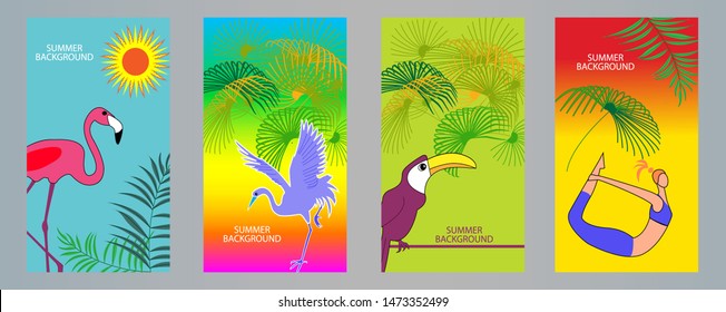 Vector Illustration banner. Universal relaxation and nature. Design template of summer background.