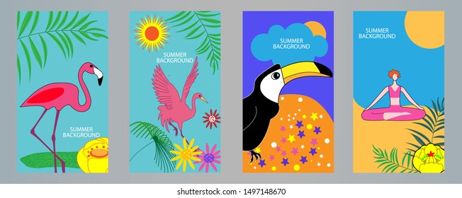Vector Illustration banner. Universal relaxation and nature. Design template of summer background.