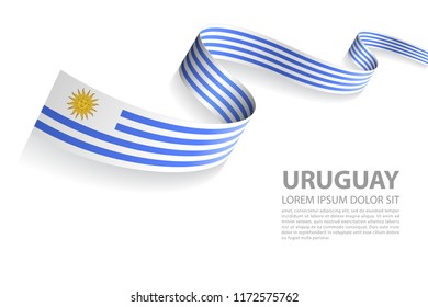 Vector Illustration Banner with Uruguay Flag colors in a perspective view