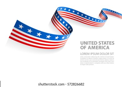 Vector Illustration Banner with US Flag stars and stripes in a perspective view