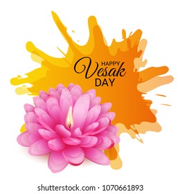 Vector illustration of a Banner for Vesak Day with Pink Lotus Flower.