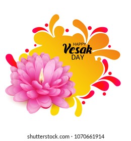 Vector illustration of a Banner for Vesak Day with Pink Lotus Flower.