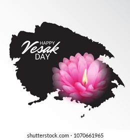 Vector illustration of a Banner for Vesak Day with Pink Lotus Flower.