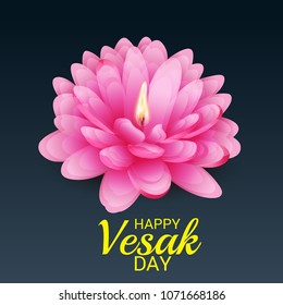 Vector illustration of a Banner for Vesak Day with Pink Lotus Flower.
