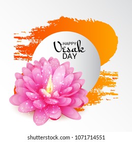 Vector illustration of a Banner for Vesak Day with Pink Lotus Flower.