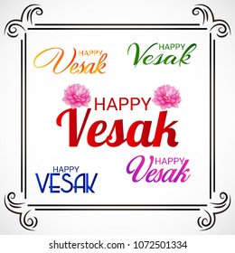 Vector illustration of a Banner for Vesak Day with Pink Lotus Flower.