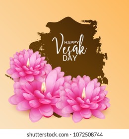 Vector illustration of a Banner for Vesak Day with Pink Lotus Flower.