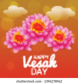 Vector illustration of a Banner for Vesak Day with Pink Lotus Flower. 