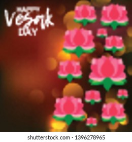 Vector illustration of a Banner for Vesak Day with Pink Lotus Flower. 