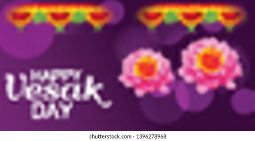 Vector illustration of a Banner for Vesak Day with Pink Lotus Flower. 