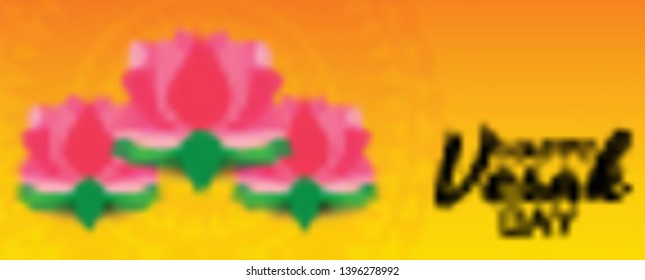 Vector illustration of a Banner for Vesak Day with Pink Lotus Flower. 