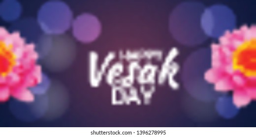 Vector illustration of a Banner for Vesak Day with Pink Lotus Flower. 