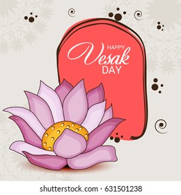 Vector illustration of a Banner for Vesak Day with Pink Lotus Flower.