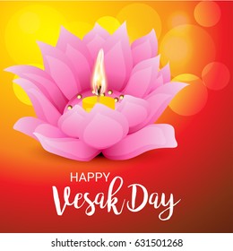 Vector illustration of a Banner for Vesak Day with Pink Lotus Flower.