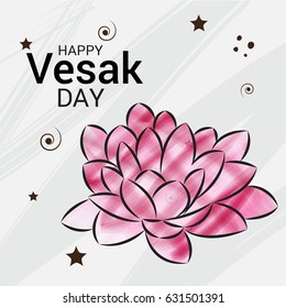 Vector illustration of a Banner for Vesak Day with Pink Lotus Flower.