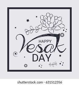 Vector illustration of a Banner for Vesak Day with Pink Lotus Flower.