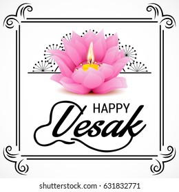 Vector illustration of a Banner for Vesak Day with Pink Lotus Flower.