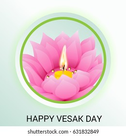 Vector illustration of a Banner for Vesak Day with Pink Lotus Flower.