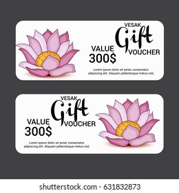 Vector illustration of a Banner for Vesak Day with Pink Lotus Flower.