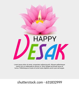 Vector illustration of a Banner for Vesak Day with Pink Lotus Flower.